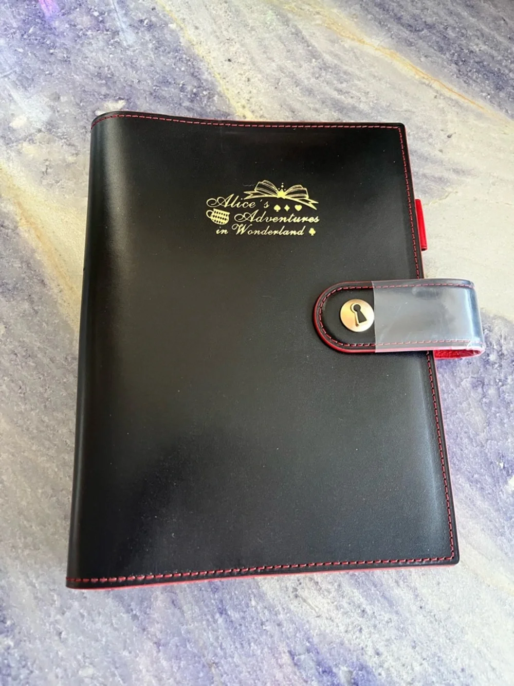 New A5 Ring Planner Cover Agenda Organizer Genuine Leather Alice in Wonderland